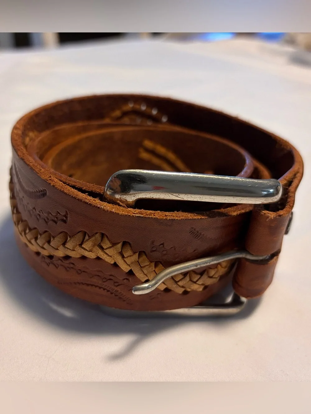 LOT OF 2 VINTAGE 70’S HAND TOOLED  LEATHER WESTERN SZ 36